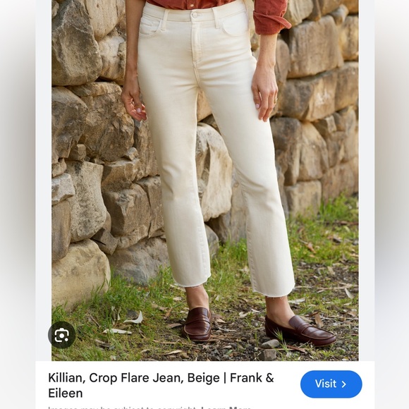 Frank & Eileen Denim - EUC Frank & Eileen KILLIAN Kick Flare Ivory Crop Denim Jeans size 4 27